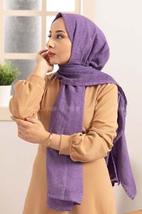 Modalamelif  Lavanta Taşlanmış Pamuk Vual Şal