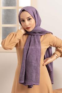 Modalamelif  Lila Taşlanmış Pamuk Vual Şal