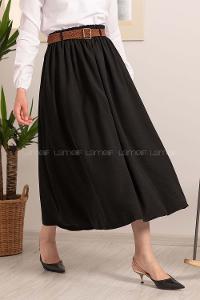 Modalamelif Beli Lastikli Etek Siyah