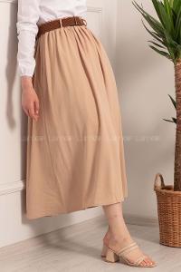 Modalamelif Beli Lastikli Etek Taş Rengi