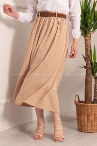 Modalamelif Beli Lastikli Etek Taş Rengi