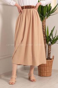 Modalamelif Beli Lastikli Etek Taş Rengi