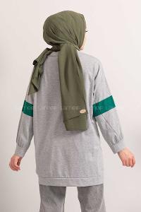 Modalamelif H Baskılı Sweat Tunik Gri