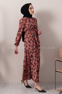 Modalamelif Minimal Yaprak Pegasus Elbise Pudra