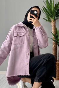 Modalamelif Rivetli Oversize Ceket Lila