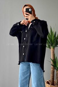 Modalamelif Rivetli Oversize Ceket Siyah