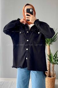 Modalamelif Rivetli Oversize Ceket Siyah