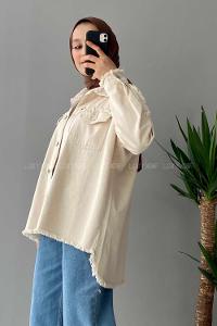 Modalamelif Rivetli Oversize Ceket Taş Rengi