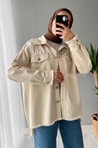 Modalamelif Rivetli Oversize Ceket Taş Rengi