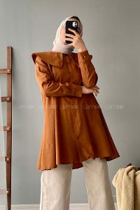 Modalamelif Önü Düğmeli Yaka Detaylı Tunik Taba