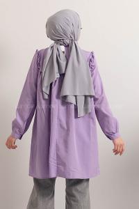 Modalamelif Hakim Yaka Fırfırlı Tunik Lila