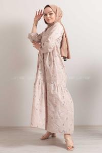 Modalamelif Kilim Desen Elbise Taş Rengi