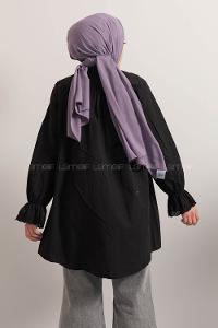 Modalamelif Kol Lastikli Pileli Tunik Siyah