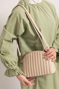 Modalamelif Tek Bölmeli Dikişli Çanta Bej