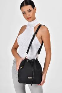 Modalamelif Yan Fermuarlı Çapraz Çanta Siyah