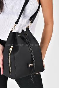 Modalamelif Yan Fermuarlı Çapraz Çanta Siyah