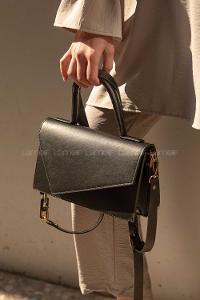 Modalamelif Asimetrik Kapak Kilitli Çanta Siyah