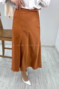 Modalamelif Gizli Fermuarlı Saten Etek Taba