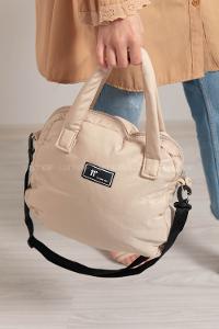 Modalamelif Tek Bölmeli Armalı Kumaş Çanta Bej