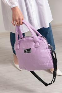 Modalamelif Tek Bölmeli Armalı Kumaş Çanta Lila