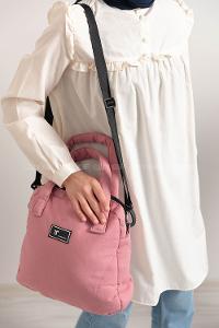 Modalamelif Tek Bölmeli Armalı Kumaş Çanta Pudra