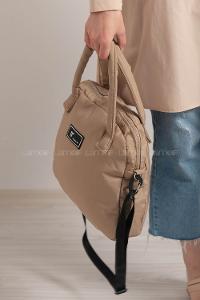 Modalamelif Tek Bölmeli Armalı Kumaş Çanta Soft Kahve