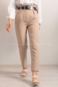 Modalamelif Deri Kemerli Pantolon Bej