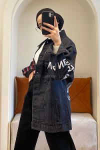 Modalamelif Ekose Garnili Kol Baskılı Ceket Kırmızı