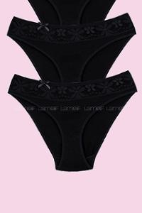 Modalamelif  Kadın Siyah Likralı Beli Dantelli 2 Li Bikini