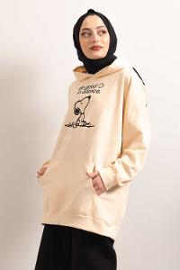 Modalamelif Kapşonlu Do Good Sweatshirt Bej