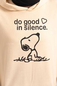 Modalamelif Kapşonlu Do Good Sweatshirt Bej