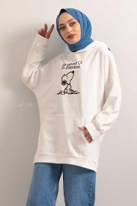 Modalamelif Kapşonlu Do Good Sweatshirt Beyaz