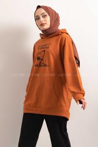 Modalamelif Kapşonlu Do Good Sweatshirt Taba