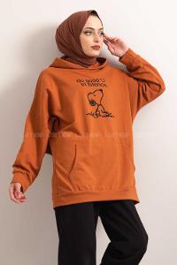 Modalamelif Kapşonlu Do Good Sweatshirt Taba