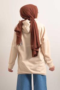 Modalamelif Kapşonlu Fly Baskılı Sweatshirt Krem