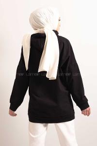 Modalamelif Kapşonlu Fly Baskılı Sweatshirt Siyah