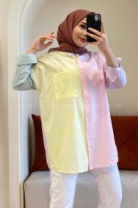 Modalamelif Renk Garnili Gömlek Sarı Pudra