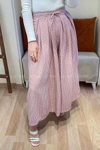 Modalamelif Bel Lastikli Pötikare Etek Pantolon Gül
