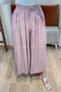 Modalamelif Bel Lastikli Pötikare Etek Pantolon Gül