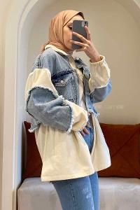 Modalamelif Kot Garnili Ceket Taş Rengi