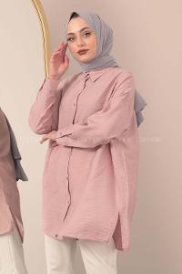 Modalamelif Önü Boydan Düğmeli Gömlek Lila