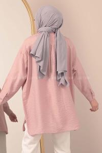 Modalamelif Önü Boydan Düğmeli Gömlek Lila