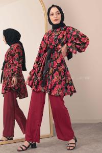 Modalamelif ya_rasa Kol Lastikli İkili Takım Bordo