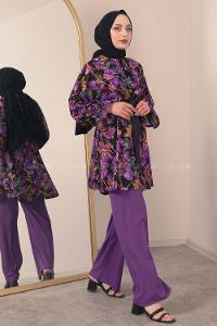 Modalamelif ya_rasa Kol Lastikli İkili Takım Mor