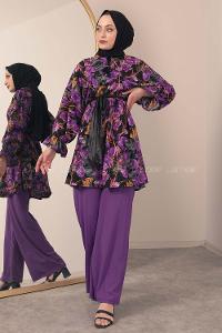 Modalamelif ya_rasa Kol Lastikli İkili Takım Mor