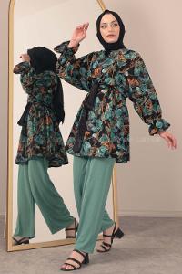 Modalamelif ya_rasa Kol Lastikli İkili Takım Yeşil