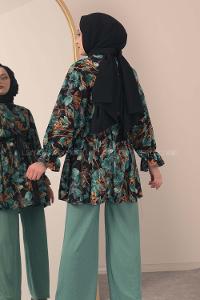 Modalamelif ya_rasa Kol Lastikli İkili Takım Yeşil