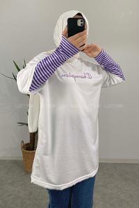 Modalamelif Champion Nakışlı T-Shirt Beyaz