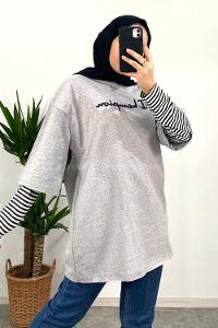 Modalamelif Champion Nakışlı T-Shirt Gri