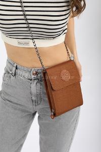Modalamelif  Cüzdan Bölmeli Çapraz Çanta Kahve